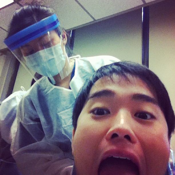 One of my patients from third semester. He snuck a selfie while I was all geared up