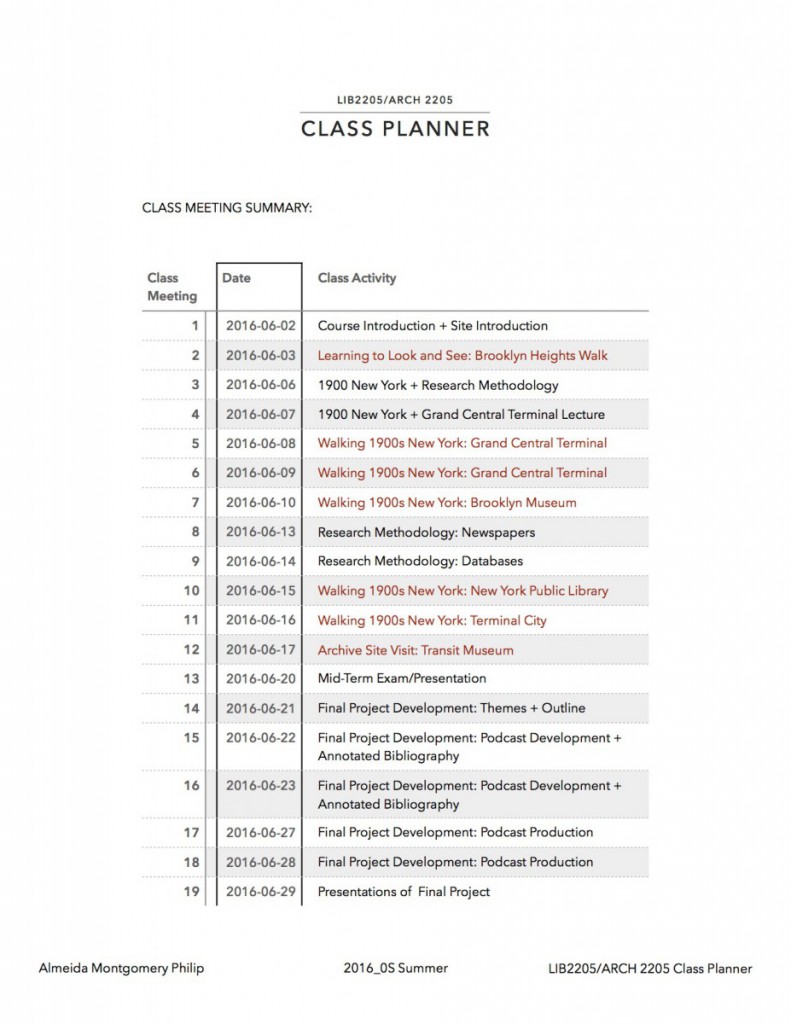 ARCH2205:LIB2205 Class Planner_Day to Day_2016_0S_summer_20160612_revision