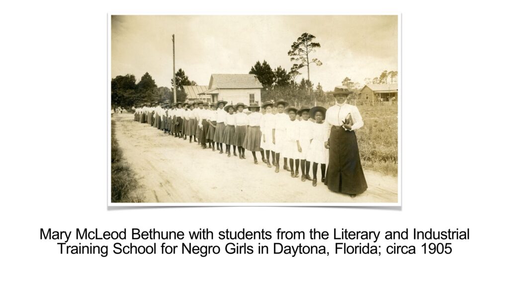 Mary McLeod Bethune with girls from the Literary and Industrial Training School for Negro Girls in Daytona, circa 1905; State Archives of Florida
