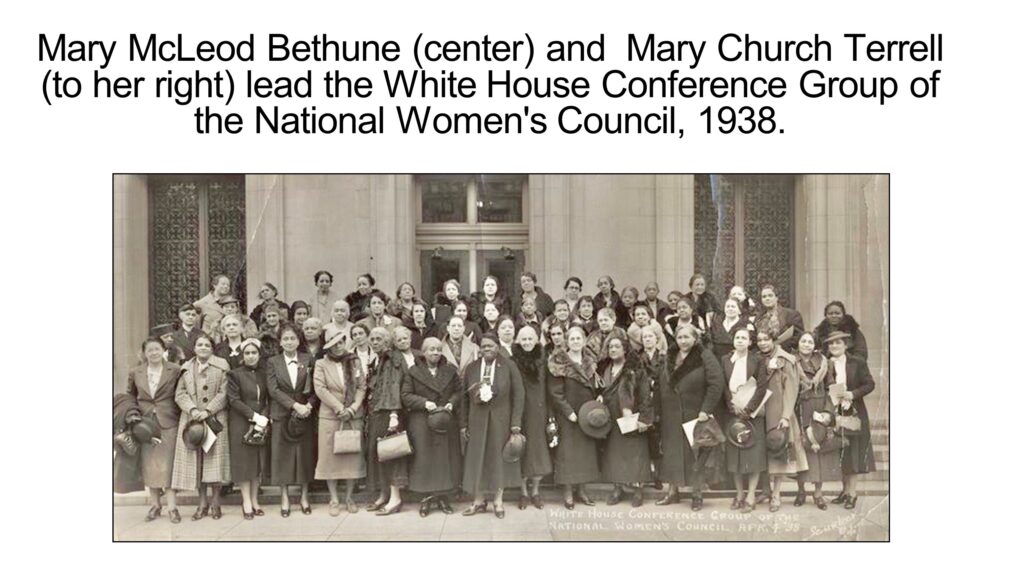 White House Conference Group of the National Women's Council (Mary McLeod Bethune, center; Mary Church Terrell, to her right), 1938; NYPL Digital