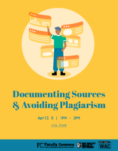 flyer for Workshop: Documenting Sources & Avoiding Plagiarism