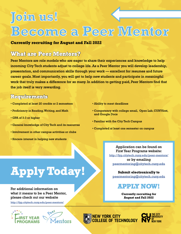Peer mentor poster. 