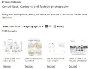 Series of thumbnails of New Yorker cartoons, as displayed through City Tech's institutional subscription to the Artstor Digital Library.