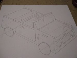 Isometric drawing of car