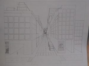 One-point perspective drawing