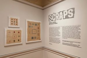 Installation view of "Scraps: Fashion, Textiles, and Creative Reuse." Photo by Matt Flynn © 2016 Cooper Hewitt, Smithsonian Design Museum