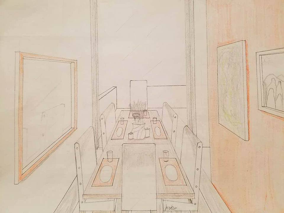 hand drawing of lining room