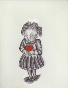girl holding heart scan