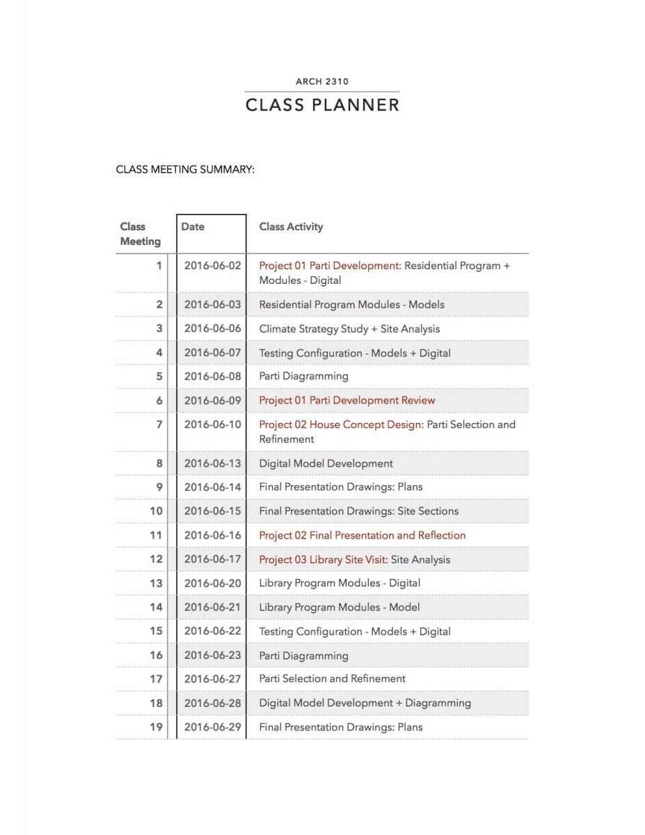 ARCH2310 Class Planner_Day to Day_2016_00_summer