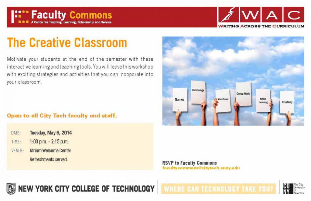 webpage for 'The Creative Classroom' on the Faculty Commons site at City Tech