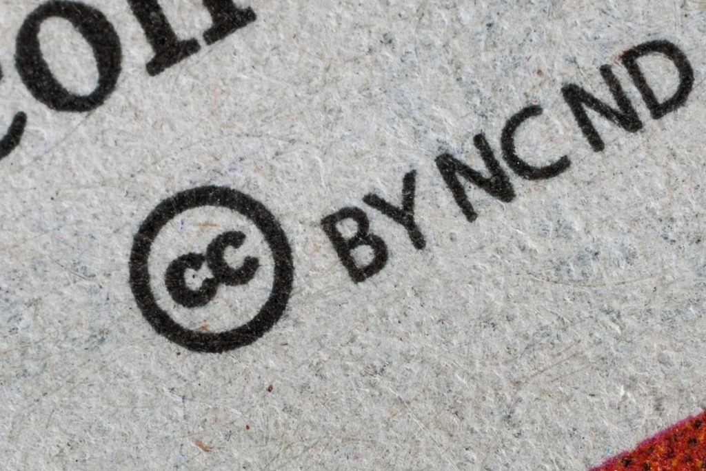 An image of a typed creative commons license.