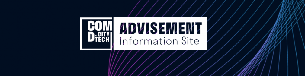 Header image for ComD Advisement site is a text box against a solid backdrop. Text reads "COMD Advisement Information Site."
