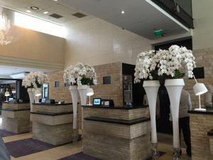 The lobby and the front desk. 