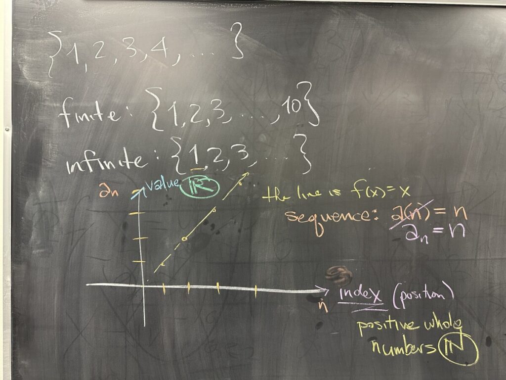 A photo of math written on a chalkboard.