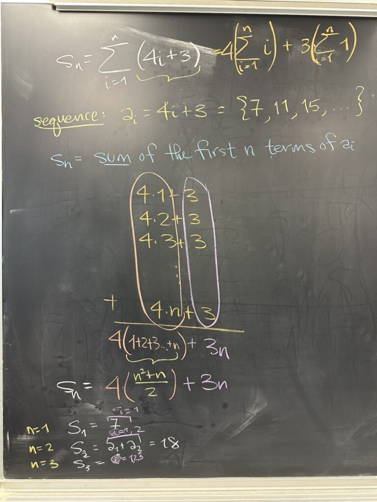 A picture of class notes written on a chalkboard.