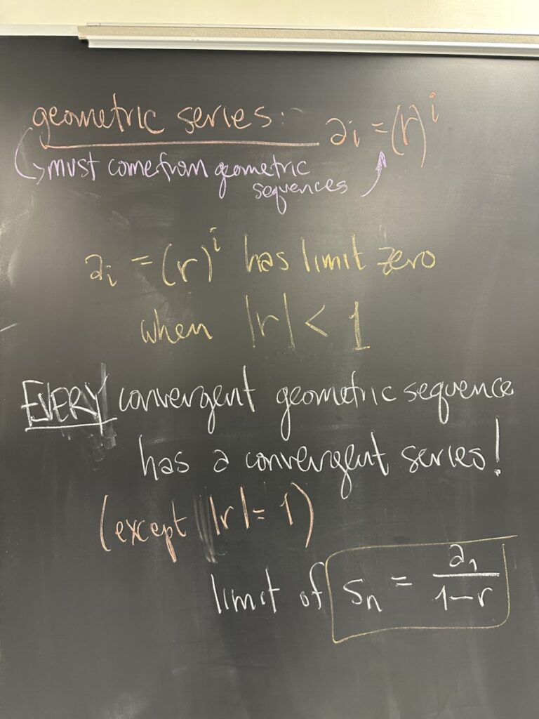 A picture of class notes written on a chalkboard.