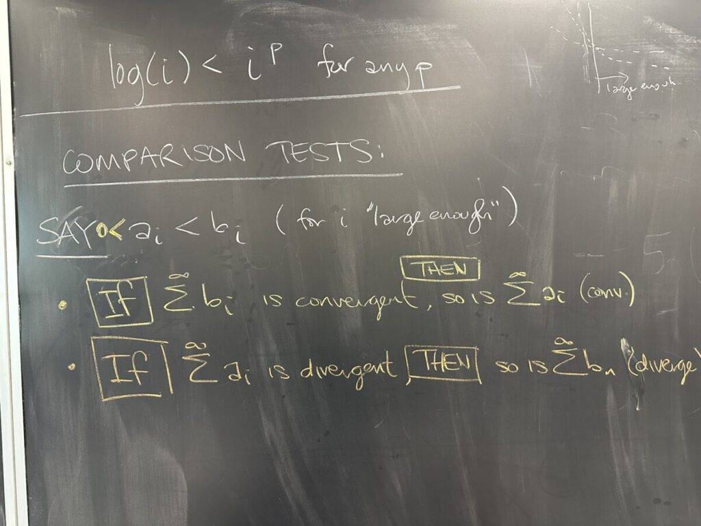 A photo of math course notes written on a chalkboard.