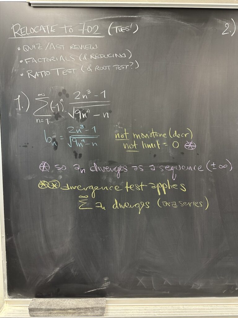 A photo of math class notes written on a chalkboard.