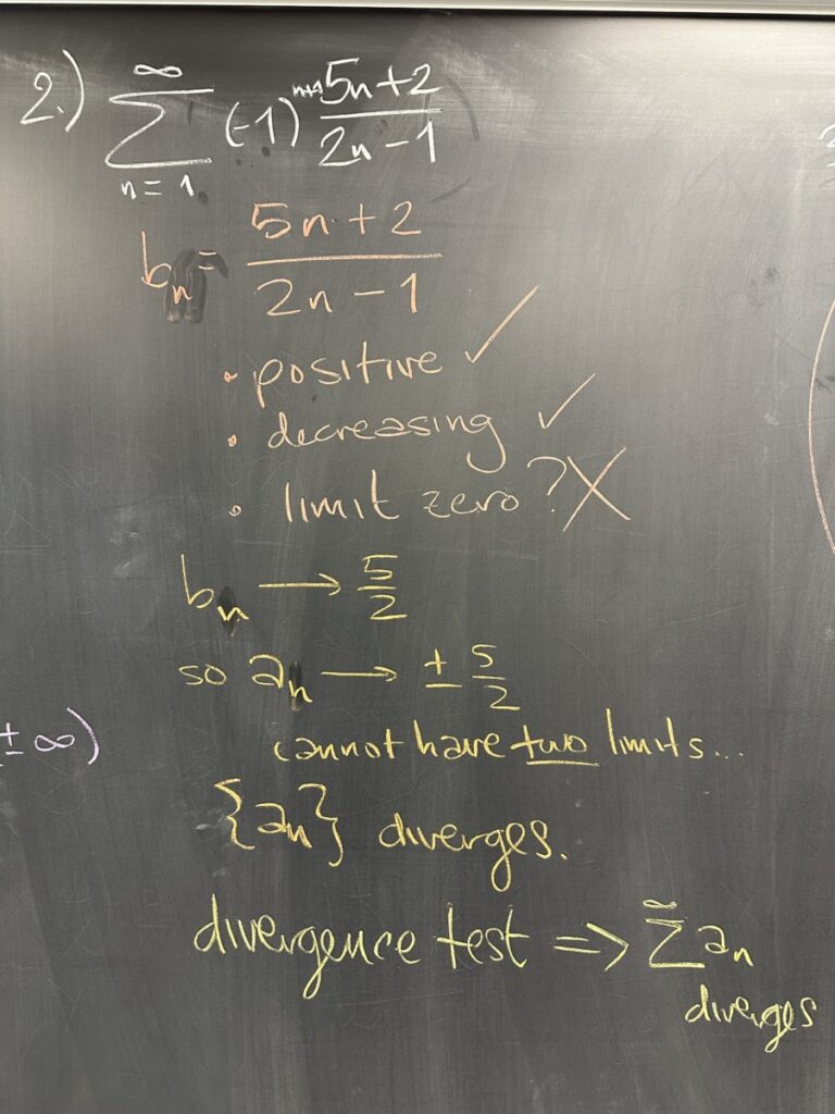 A photo of math class notes written on a chalkboard.