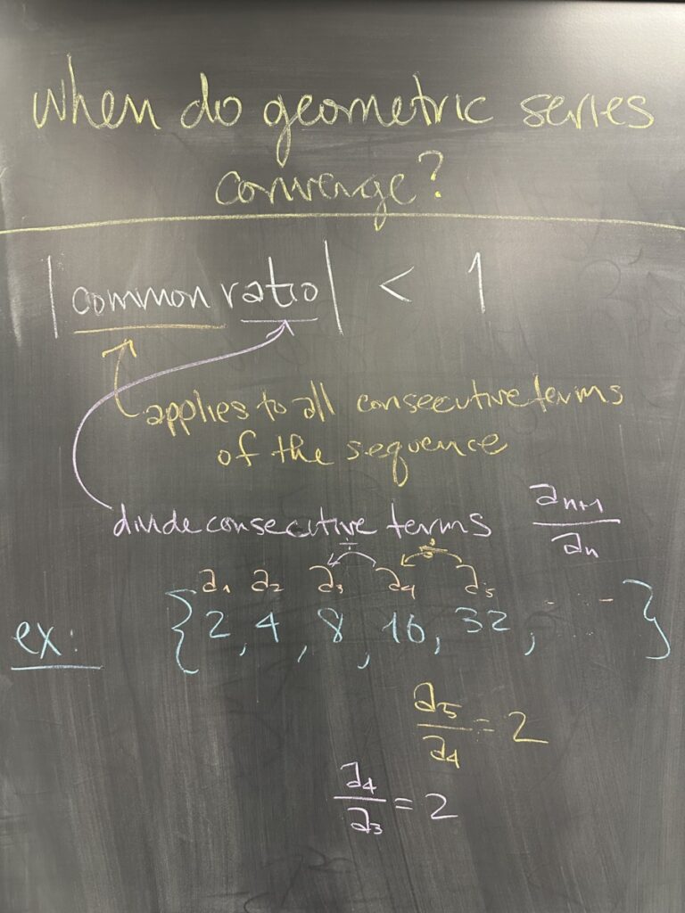 A photo of math class notes written on a chalkboard.