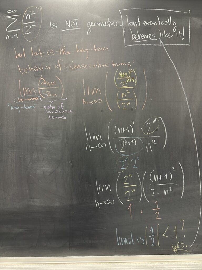 A photo of math class notes written on a chalkboard.