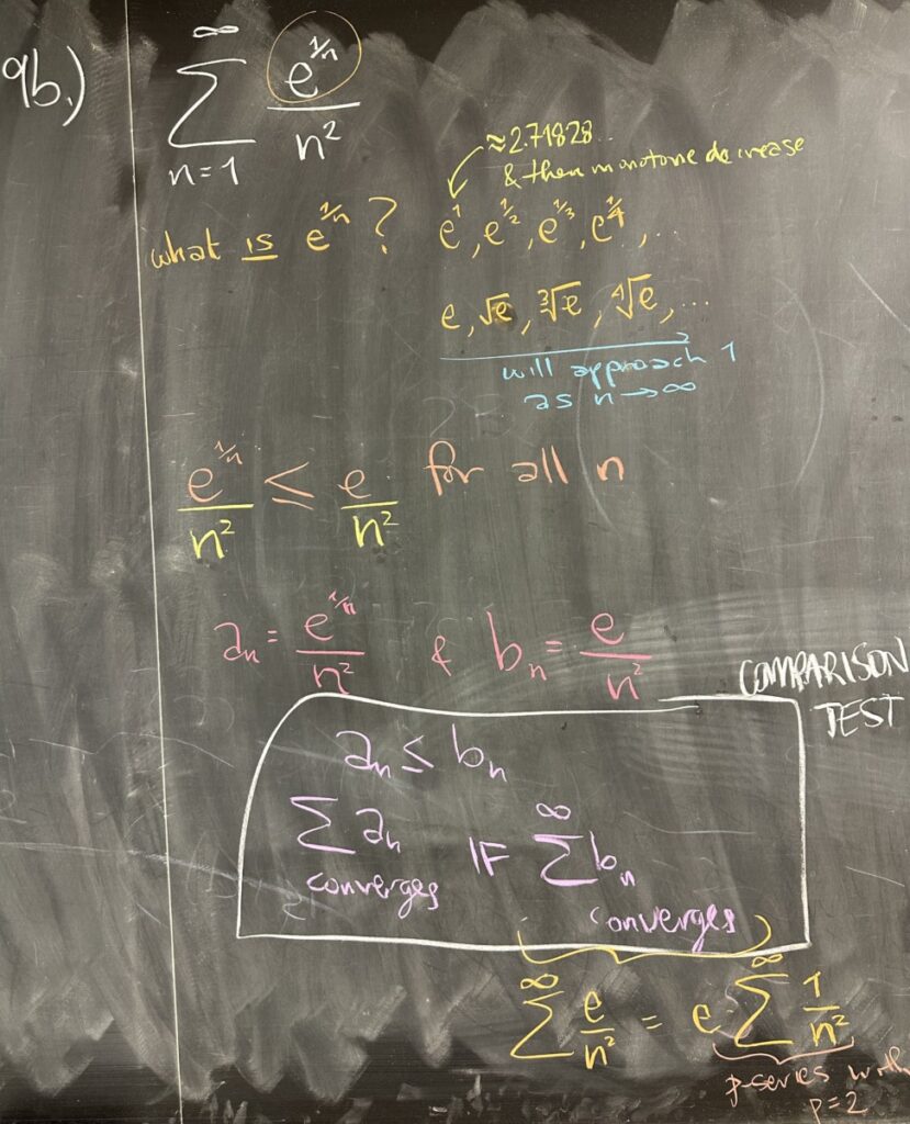 A photo of math course notes written on a blackboard.