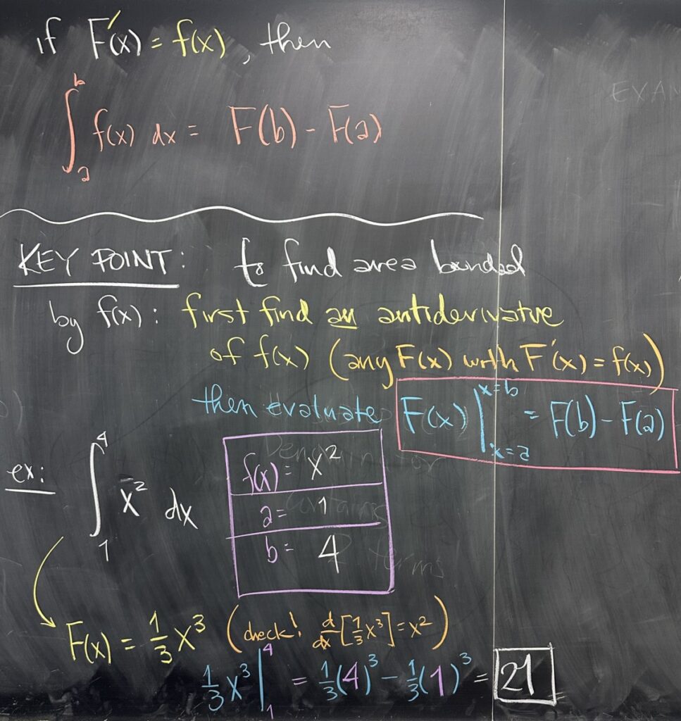 A photo of math course notes written on a blackboard.