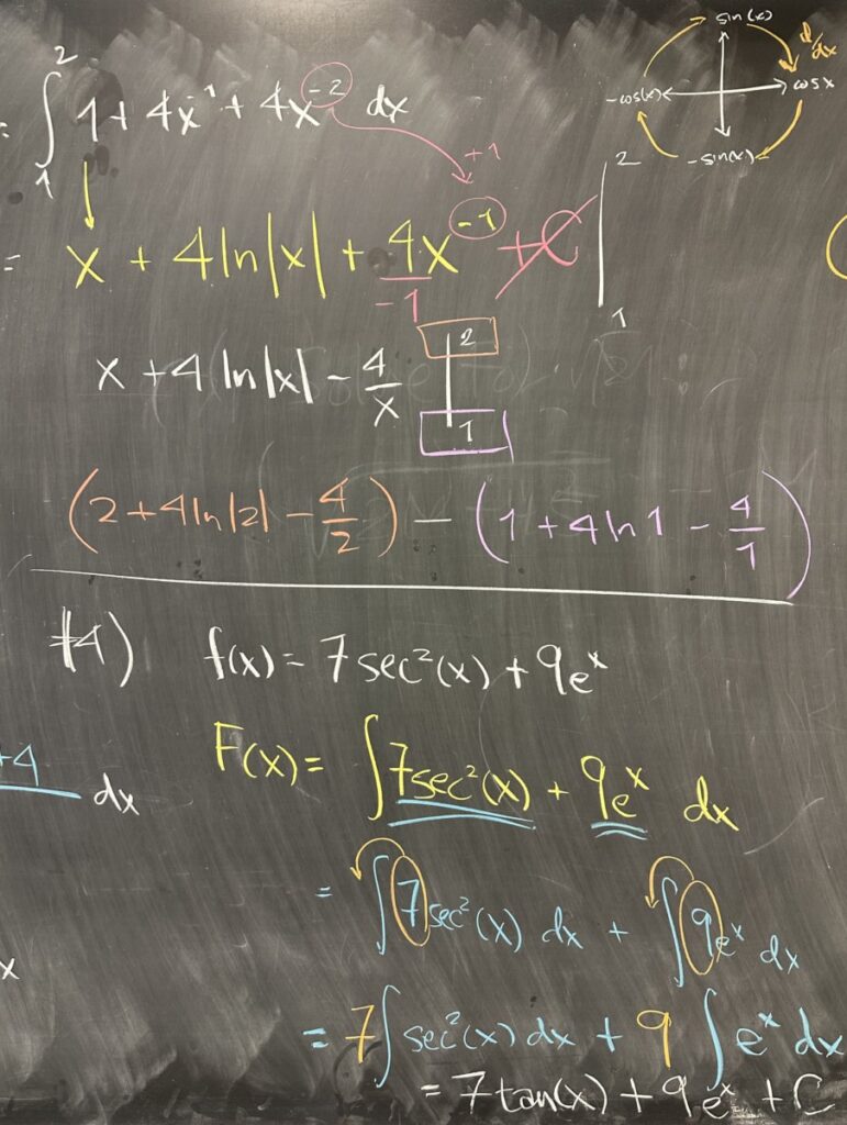 A photo of math course notes written on a blackboard.