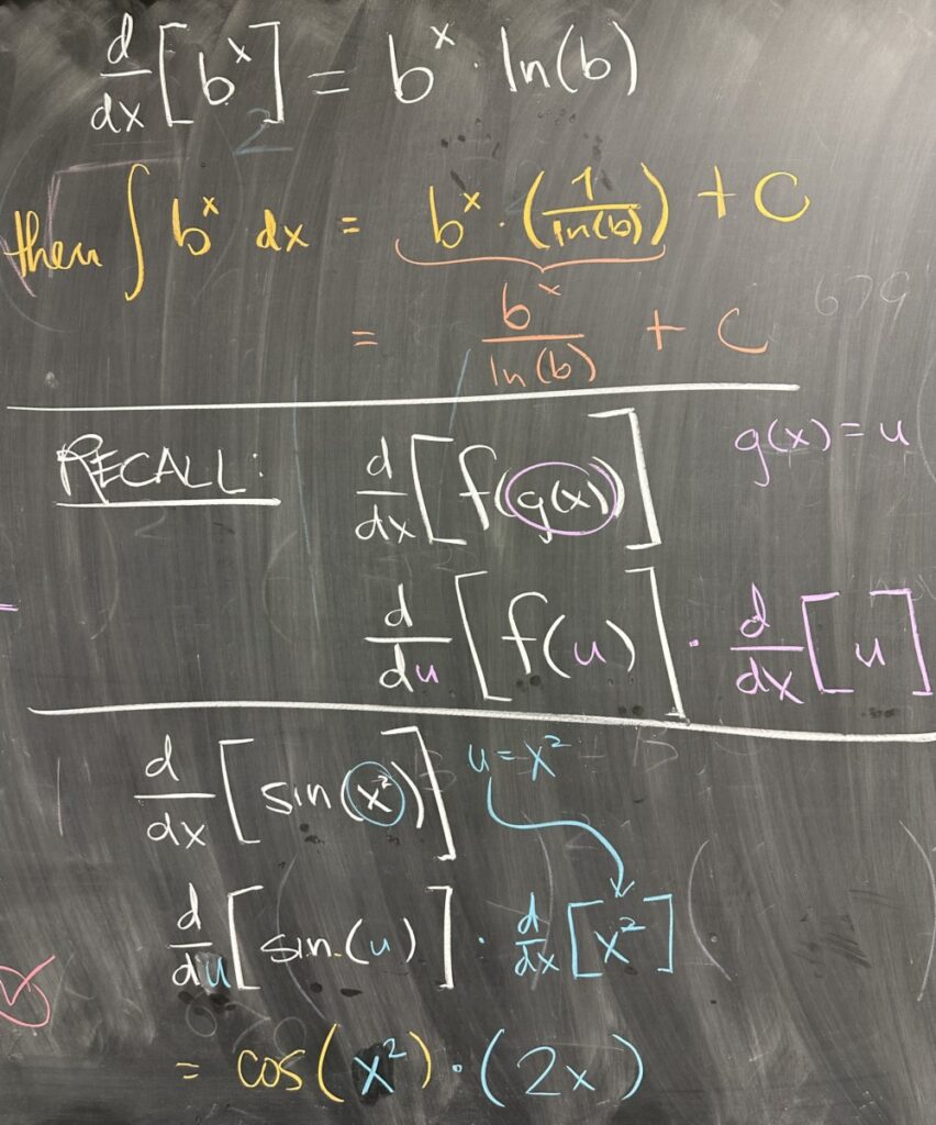 A photo of math course notes written on a blackboard.