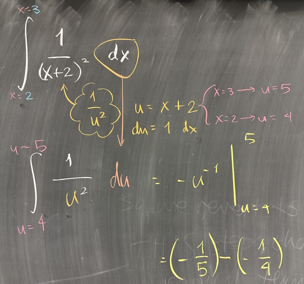 A photo of math course notes written on a blackboard.