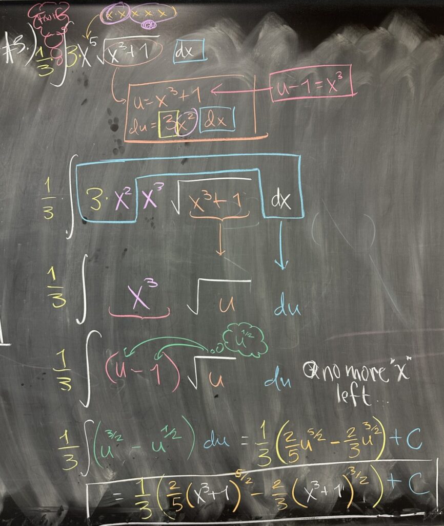 A photo of math course notes written on a blackboard.