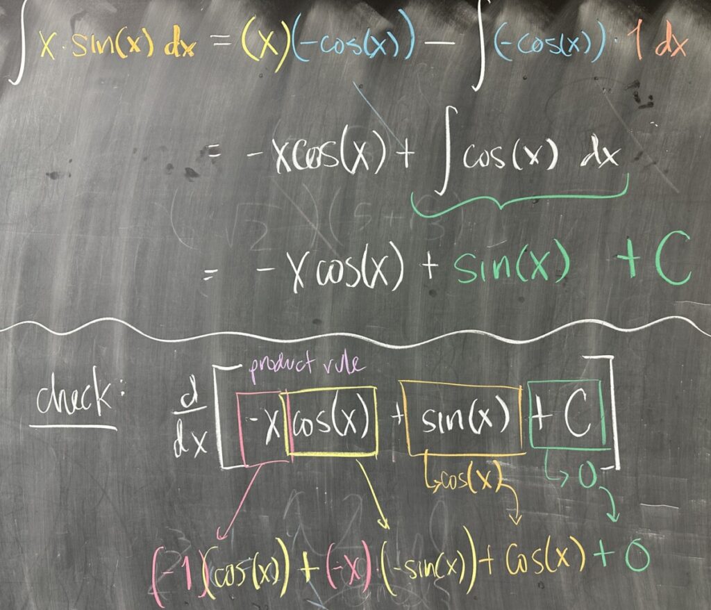 A photo of math course notes written on a blackboard.