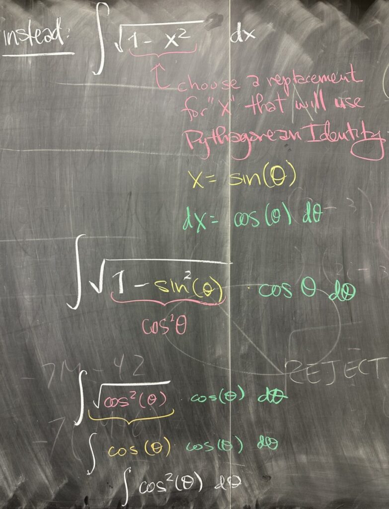 A photo of math course notes written on a blackboard.