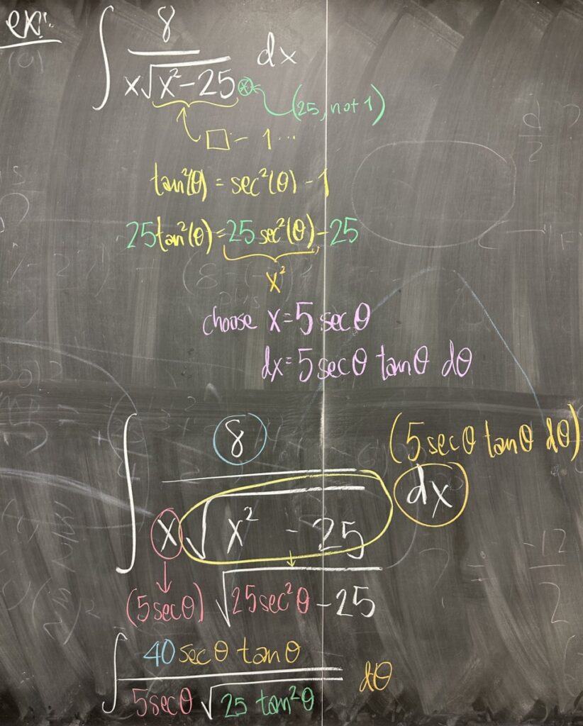 A photo of math course notes written on a blackboard.