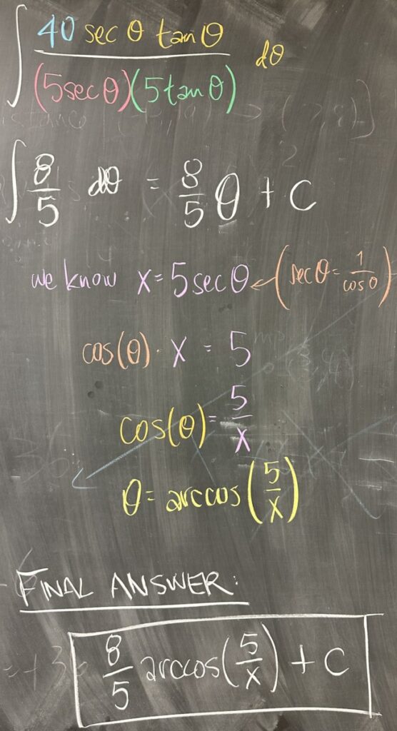 A photo of math course notes written on a blackboard.