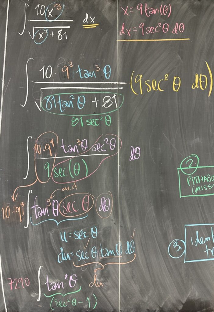 A photo of math course notes written on a blackboard.