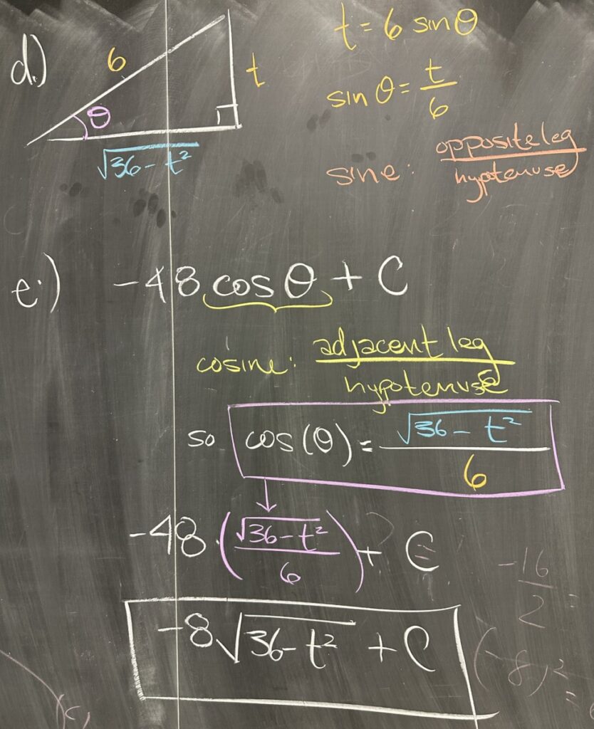 A photo of math course notes written on a chalkboard.