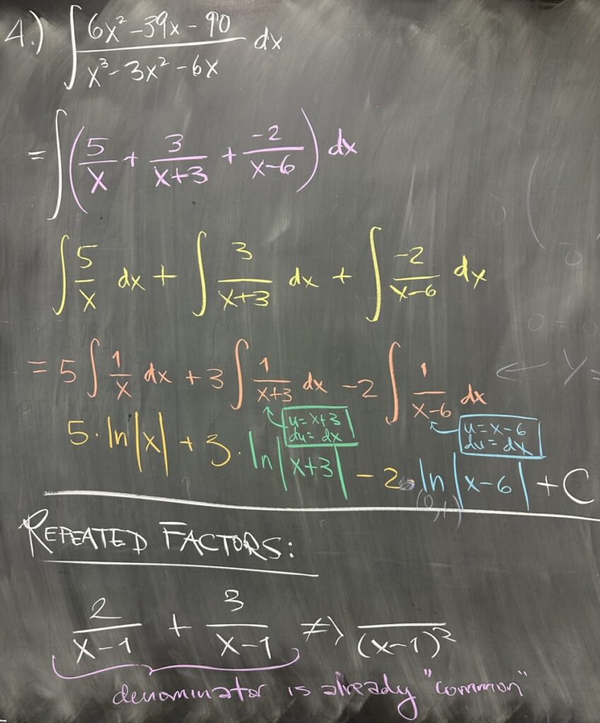 A photo of math course notes written on a blackboard.