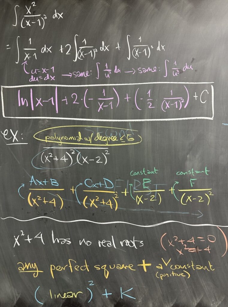 A photo of math course notes written on a blackboard.