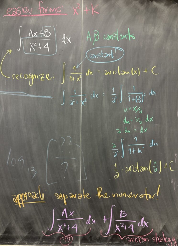 A photo of math course notes written on a blackboard.