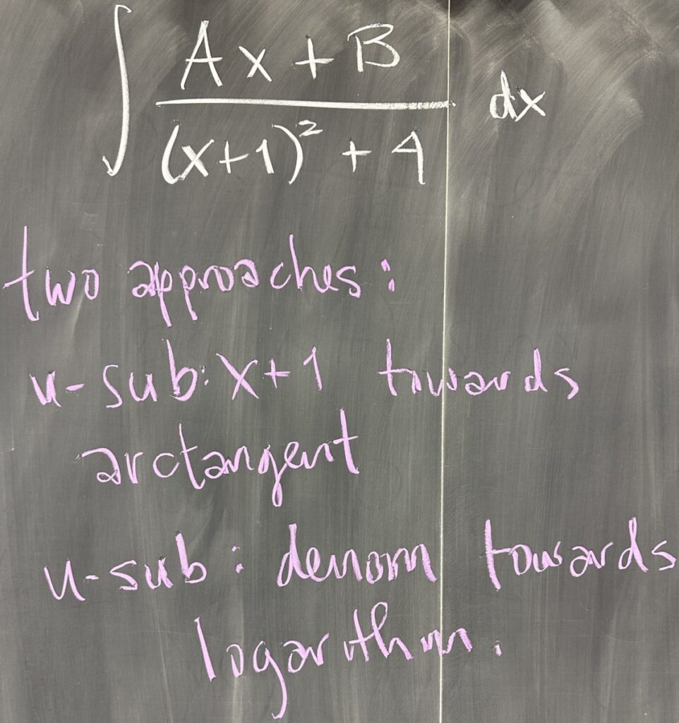 A photo of math course notes written on a blackboard.