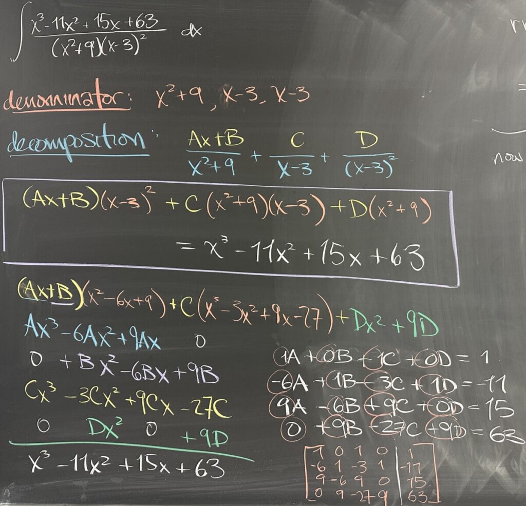 A photo of math course notes written on a chalkboard.