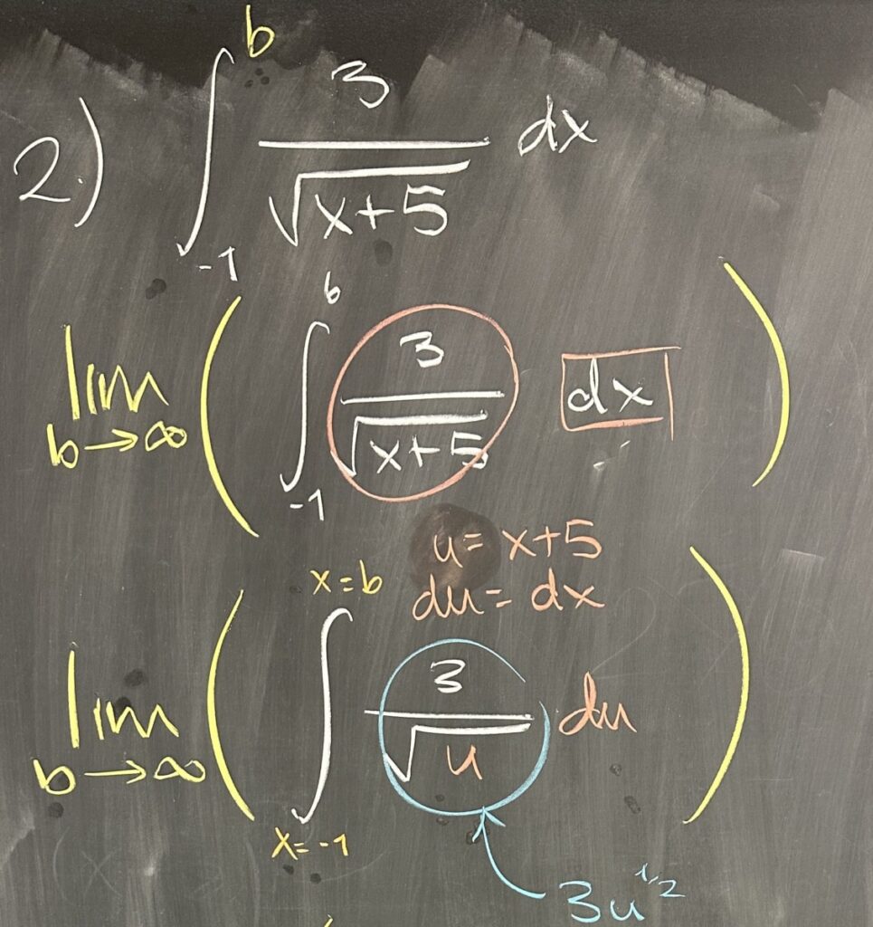 A photo of math course notes written on a blackboard.