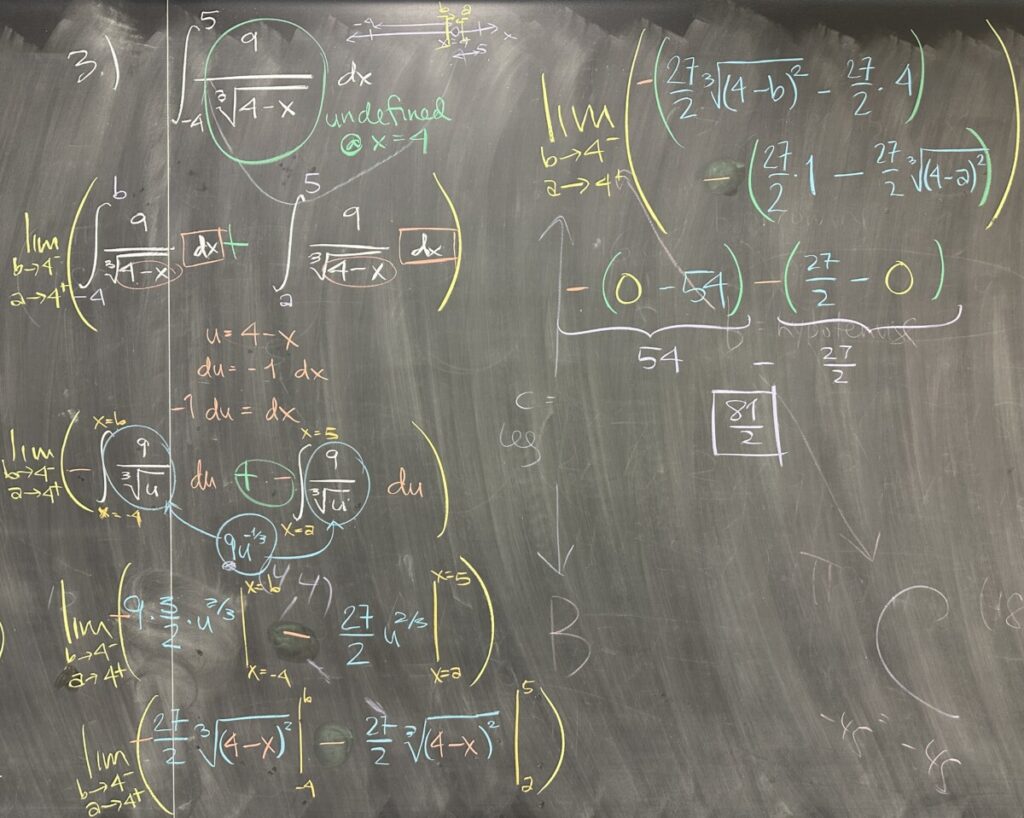 A photo of math course notes written on a blackboard.