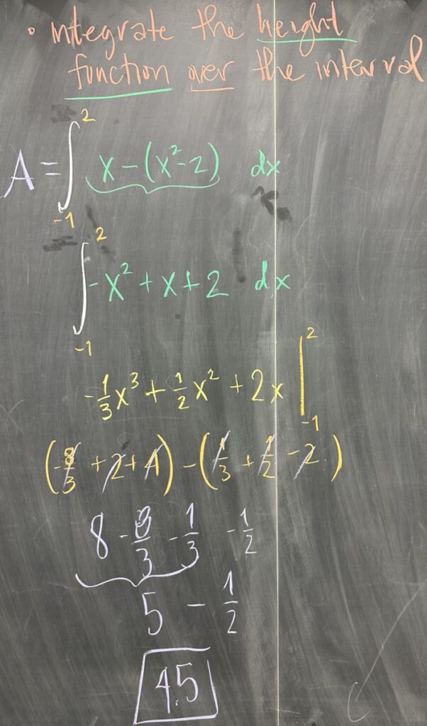 A photo of math course notes written on a blackboard.