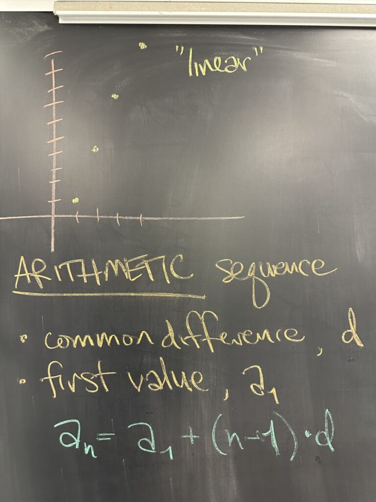 A photo of math written on a blackboard.