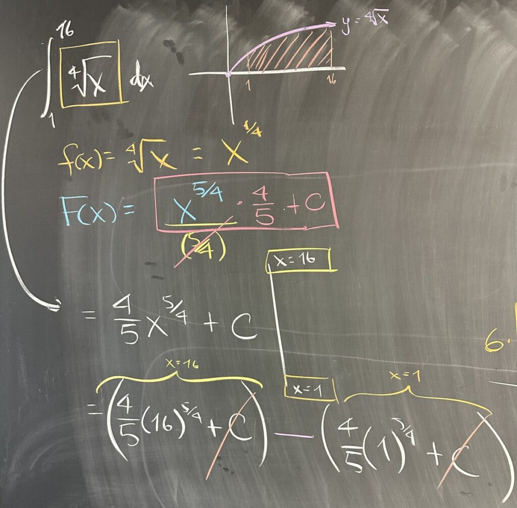 A photo of math course notes written on a blackboard.