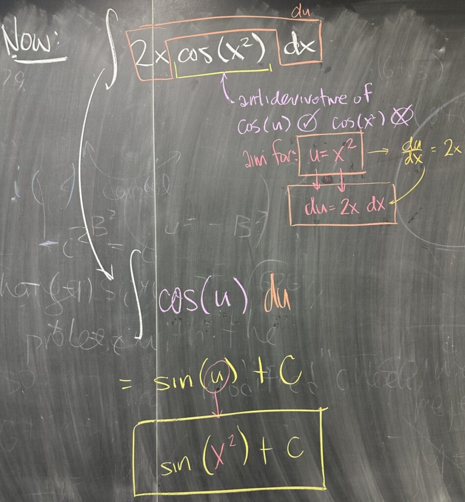 A photo of math course notes written on a blackboard.