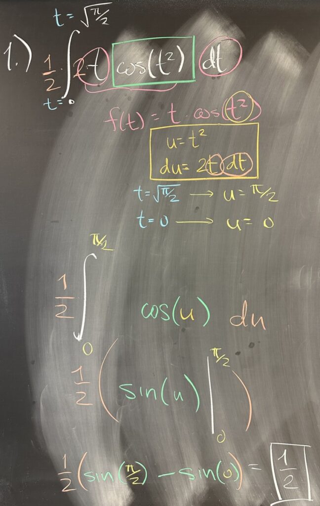 A photo of math course notes written on a blackboard.