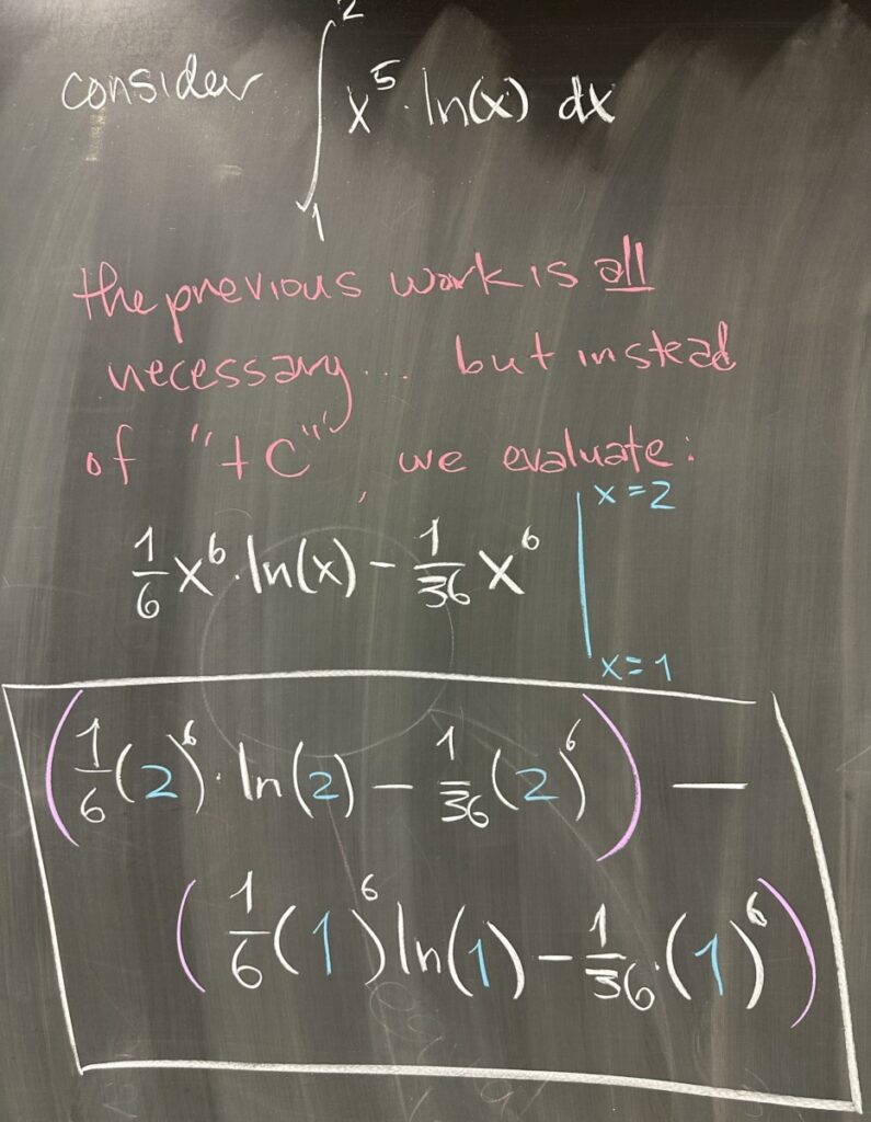 A photo of math course notes written on a chalkboard.